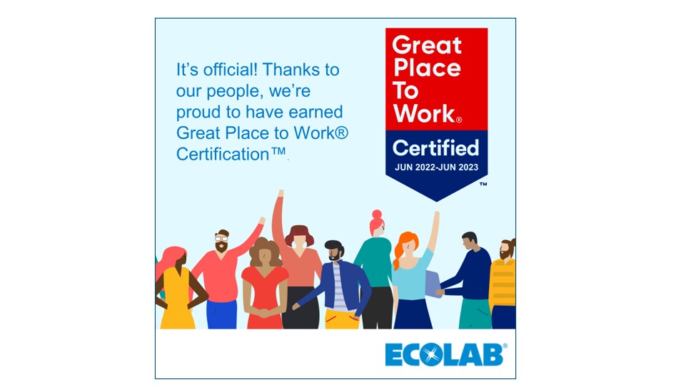 Ecolab Erhält Die Great Place To Work©-Zertifizierung | Nalco Champion